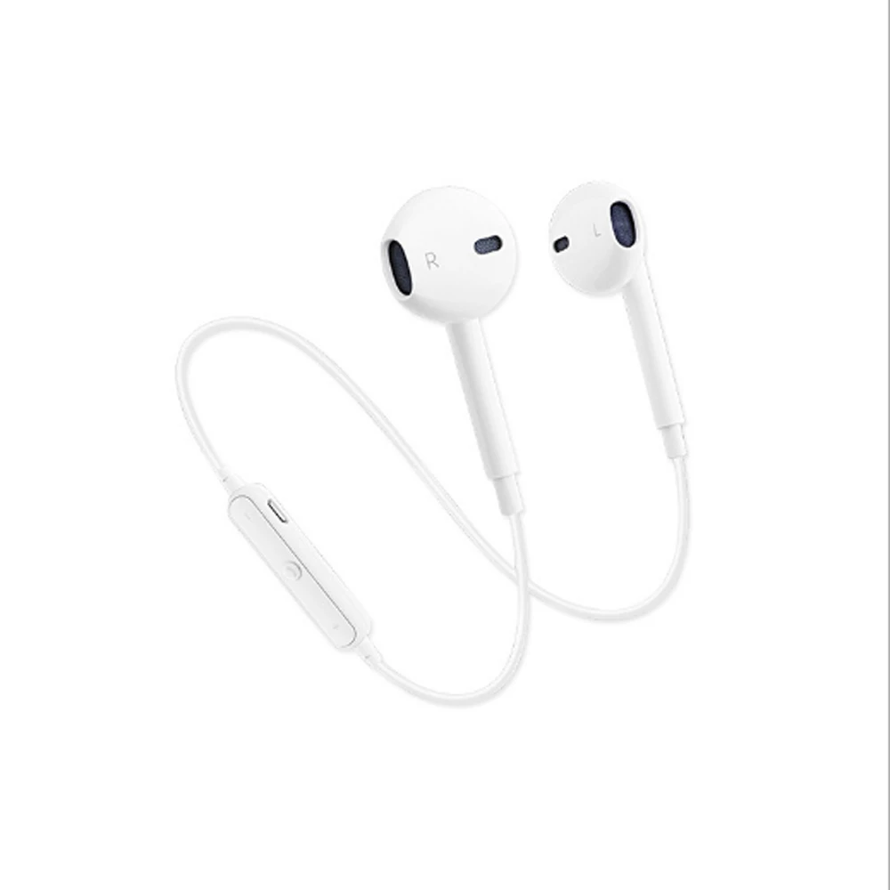 Беспроводные Bluetooth наушники стерео с шейным ободом спортивные наушники с микрофоном для iPh samsung - Цвет: Белый
