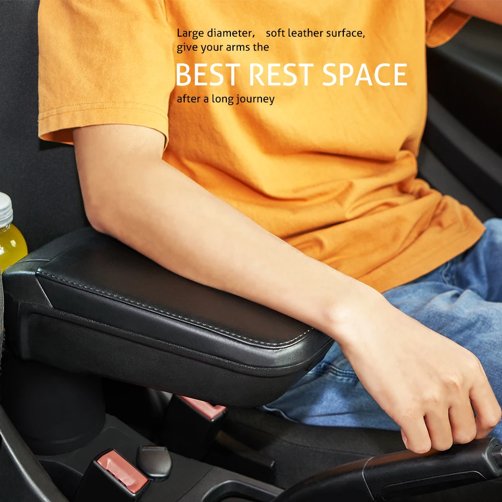 Leather PU Armrest Storage Box for Smart 453 Fortwo Forfour 2015-2018 with Cup Holder Locker Container Car Accessories