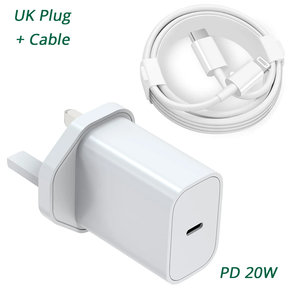 Fivetech USB C Cable for iPhone 12 Pro Max 11 XS XR X 8  20W PD Fast Charger for Macbook Pro EU US UK Plug USB Type C Data Cable charger 100w Chargers