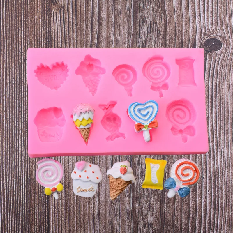 Candy lollipop ice cream shape silicone mold handmade chocolate biscuit cake decoration |