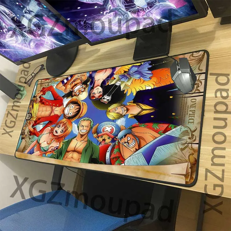  XGZ Large Gaming Mouse Pad Black Lock Edge Anime One Pieceluffy Poster Computer Desk Mat Rubber Non