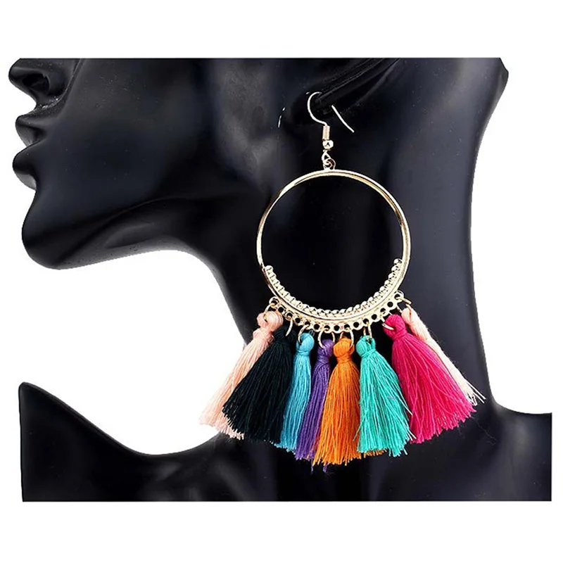 cjh010  Christmas Hoops Tassle Tassel Earrings Drop Fringe Earrings