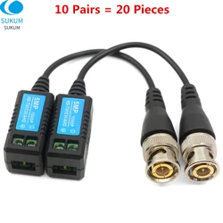 Caméra coaxiale 5mp, 10 paires, Balun vidéo passif BNC vers UTP, connecteur émetteur récepteur, câble torsadé pour caméra de sécurité 