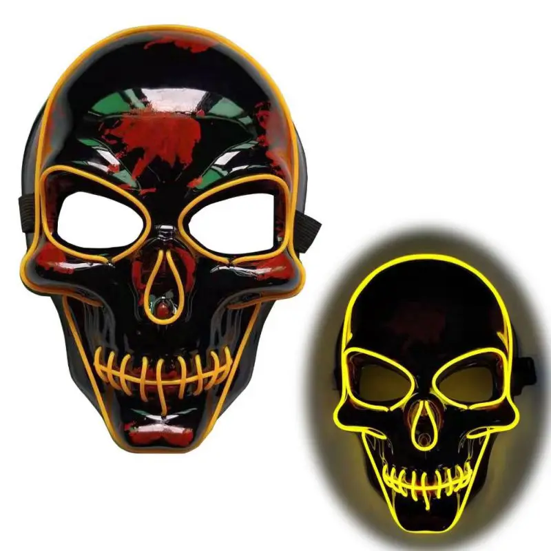 Halloween Skeleton Mask LED Illuminated Scary EL-Wire Mask Light Up Festival Cosplay Costume Supplies Party Mask Glowing Props - Цвет: Y