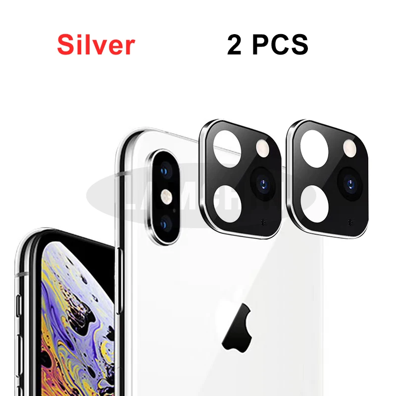 Silver 2PCS Модифицированная наклейка для объектива камеры, защитная крышка из титанового сплава для iPhone X Xs Max, сменная наклейка 11 Pro Max 11pro - Цвет: Silver 2PCS