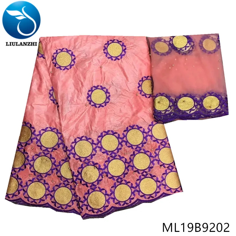 

LIULANZHI Bazin cotton fabrics Latest style embroidery bazin riche fabric with beads for dress 5+2yards bazin lace ML19B92
