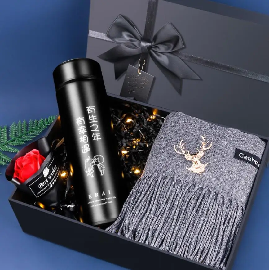 

New Years Christams Gifts For Man Boyfriend Father Anniversary Husband Souvenirs Wedding Groom Groomsman Custom Scarf Cup Set