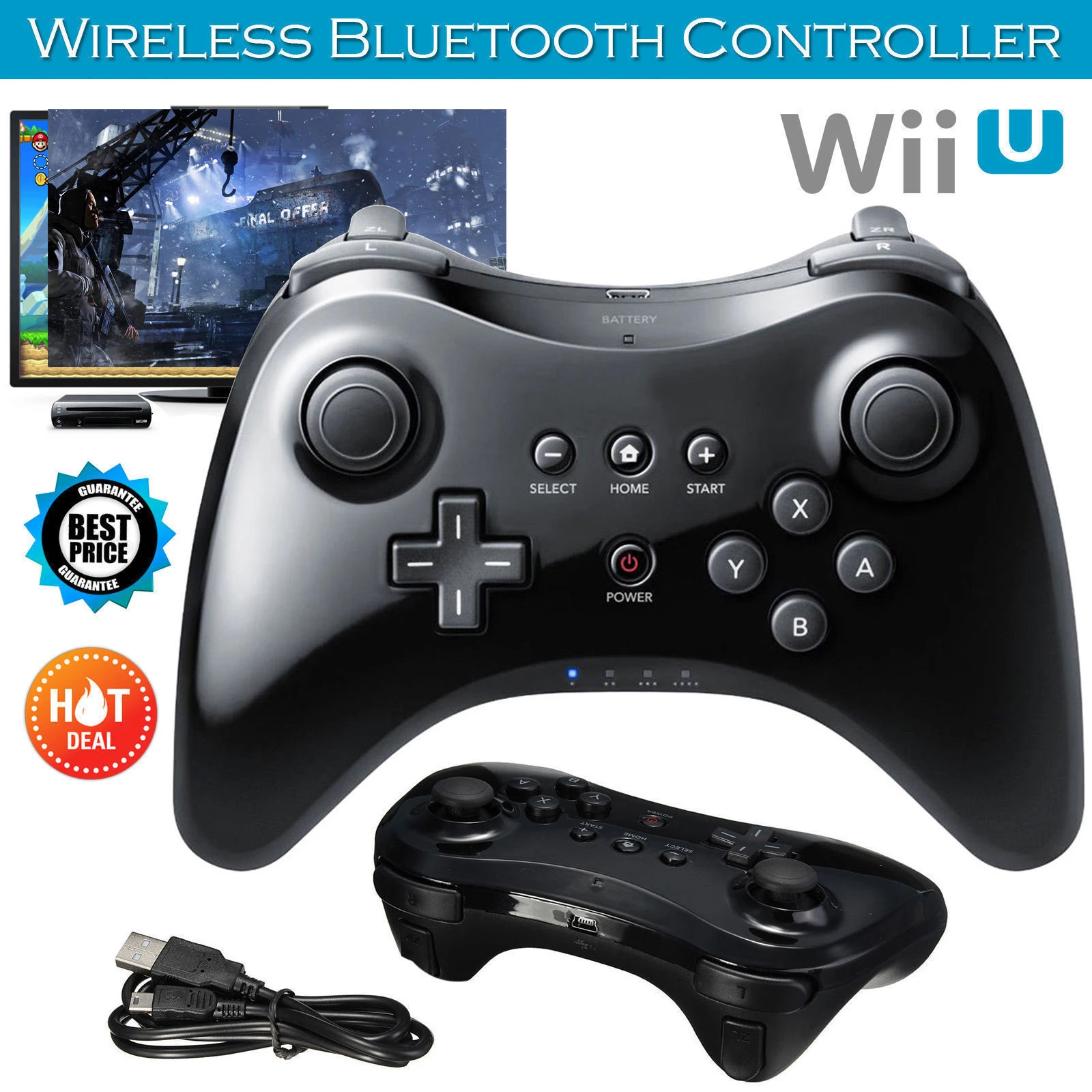 Para wii u gamepads sem fio clássico pro controlador joystick gamepad