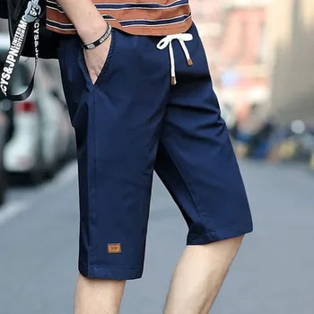 

Summer men's casual drawstring 7 points overalls sports shorts men's straight tide card