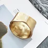 Wide Bangles Minimalist Alloy Gold Color Bracelets For Women Accessories Fashion Jewellery Engagement Party Gift ► Photo 3/6