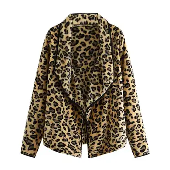 

Women Leopard Plush Loose Irregular Collar Cardigan Wool Knitted Women Sweater And Pullover roupas Femininas Winter Jacket 2019