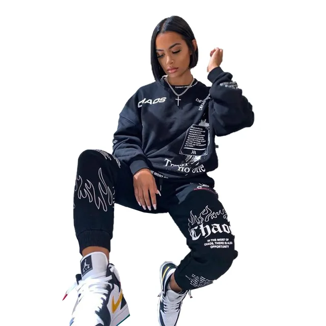 2020 Women Two Piece Set Sports Suit AFLV Emale Tops High Waist Long  Pants Letter Printed Fashion Spring Autumn Tracksuit From Hyl998, $25.77