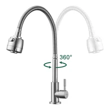 1pc Faucet 360 Degree Swivel Single-Tube Kitchen Sink Flexible Faucet Stainless Steel Basin Cold Water Tap
