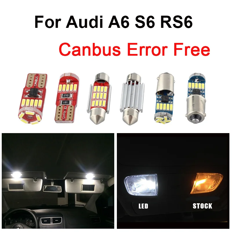 Белый светодиодный светильник Canbus без ошибок для Audi A6 S6 RS6 C5 C6 C7 1994