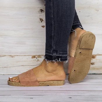 

Women Slippers Women Bow Summer Sandals Slipper Indoor Outdoor Simulate Linen -flops Soft Beach Shoes Female Flat Sandals