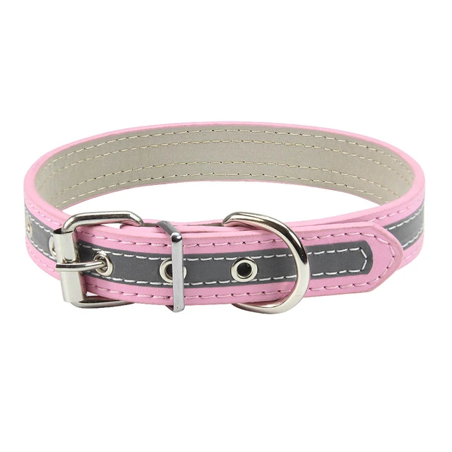 S-XXL Dog Collar Reflective Night Safety Puppy Neck Strap Metal tail hole Collars for Small Medium Large Dog Pet Product 6Colors Pink Pet Collar