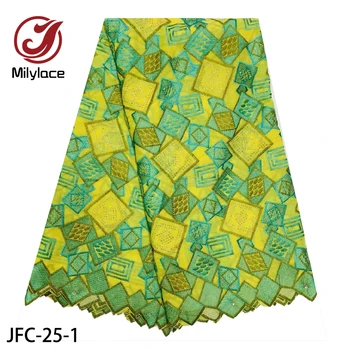 

2020 Embroidered Swiss Cotton Lace Fabric with Stones 5 Yards Nigerian Dry Lace Fabric for Dress JFC-25