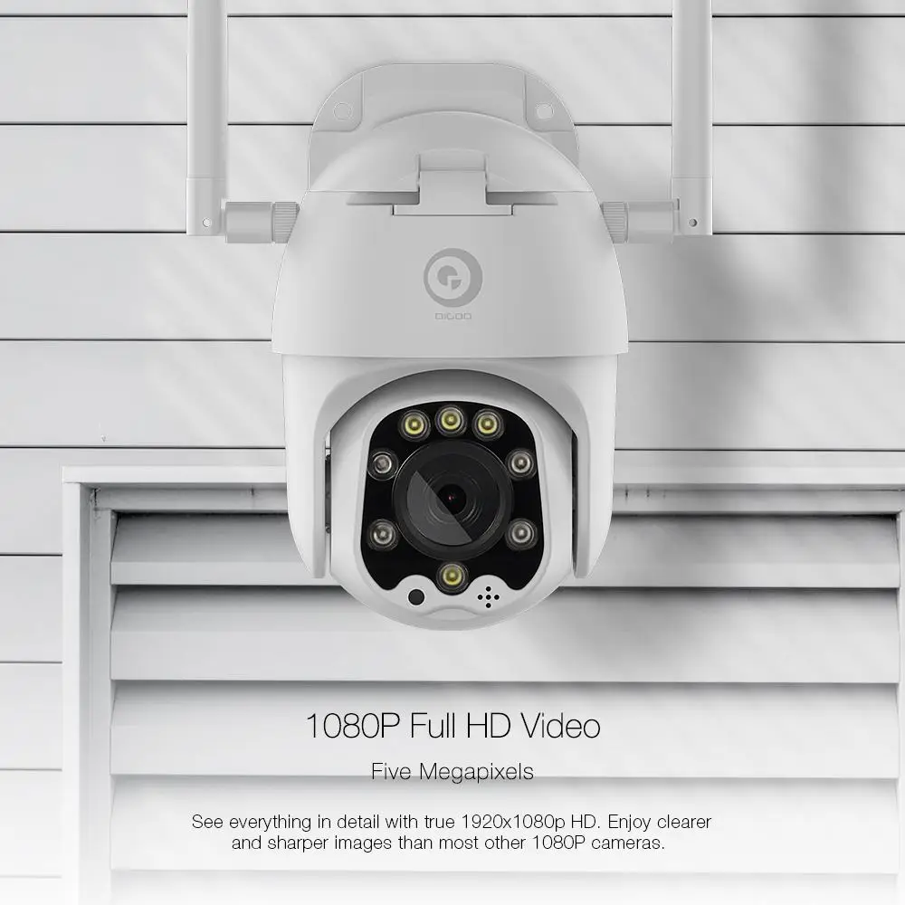 DIGOO DG-ZXC40 320 Degree PTZ 5MP 1080P 8 LED WIFI Speed Dome Camera IR Night Vision Outdoor Securi - 4.00031E+12