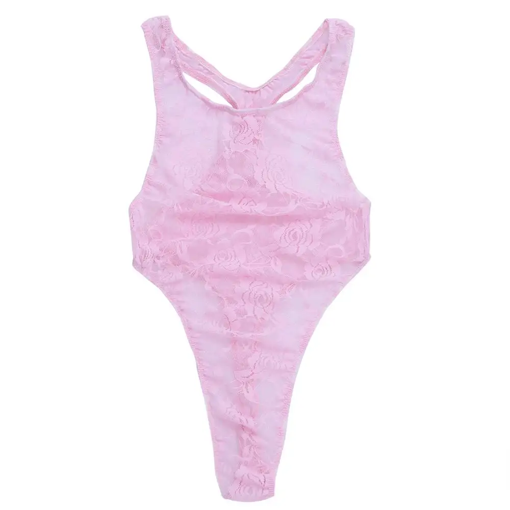 MSemis сексуальное мужское нижнее белье цельное цветочное кружево полупрозрачное