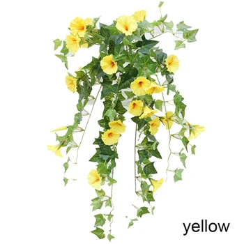 

Home Wall Garland Fake Silk Morning Glory Artificial Flower Vine Hanging Plant Silk Cloth, Film, Plastic