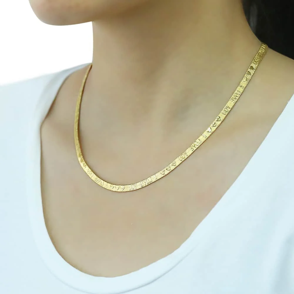 5mm Snake Herringbone Necklaces Heart I 