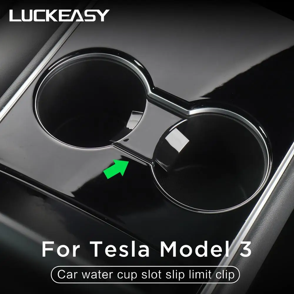 Skup LUCKEASY car water cup slot slip limit klip dla Tesla model 3 2017 2019 ABS uchwyt na kubek samochodowy ogranicznik