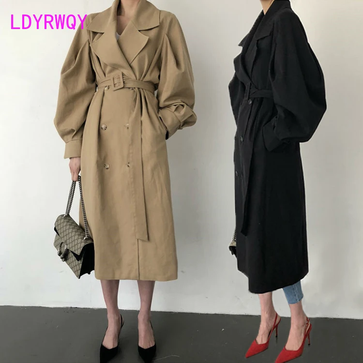 

2019 early autumn version of the popular loose casual small windbreaker female long section of the British wind jacket