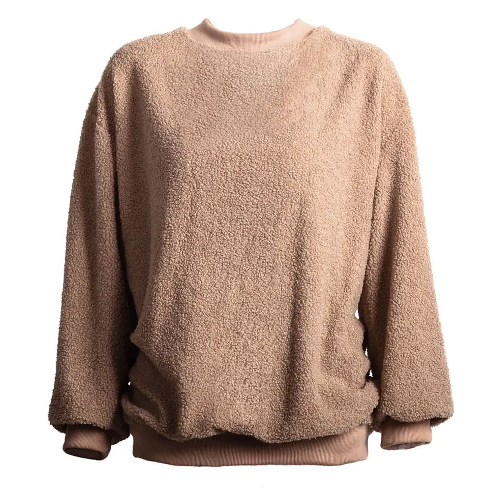 Плюшевый флисовый женский свитер из шерпы, толстые флисовые топы, пушистые пуловеры, зимние теплые женские уличные свитера из шерпы - Цвет: khaki