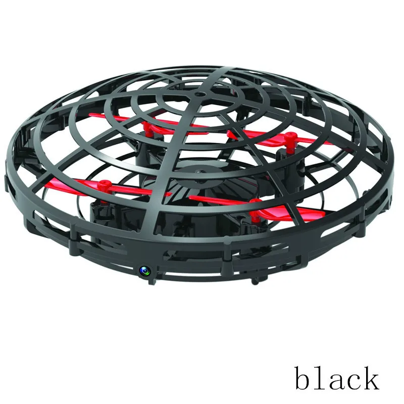 Индуктивный НЛО Квадрокоптер вертолет Hands Free Hover Drone 360 градусов микро Дрон 5 датчик для автопилота для начинающих летающий самолет - Цвет: Черный