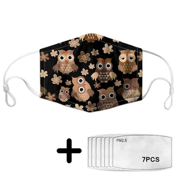 

Cartoon Funny Cute Owl Print Mask Men Women Protective Face Masks with PM2.5 Filter Cool Teenager Dustproof Apparel Accessories