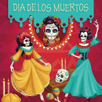 

Laeacco Photography Background Indian Mexican Death Day DIA DE LOS MUERTOS Skull Festivals Party Photo Backdrop Photo Studio
