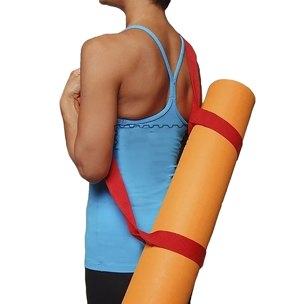 Solid Color Adjustable Exercise Stretch Fitness Yoga Mat Holder Sling Carrier Shoulder Carry Strap Carrier Tie Elastic Yoga Belt