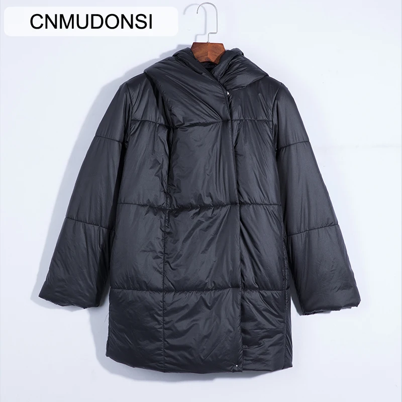 Новые модные зимние женские пальто CNMUDONSI, короткие водонепроницаемые стильные женские куртки, повседневные длинные стеганые куртки с капюшоном