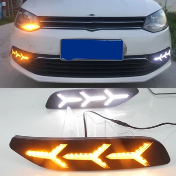 

1 Pair Daytime Running Lights DRL LED Driving Dynamic Streamer Flow Fog light For Volkswagen VW Polo 2014 2015 2016 2017 2018