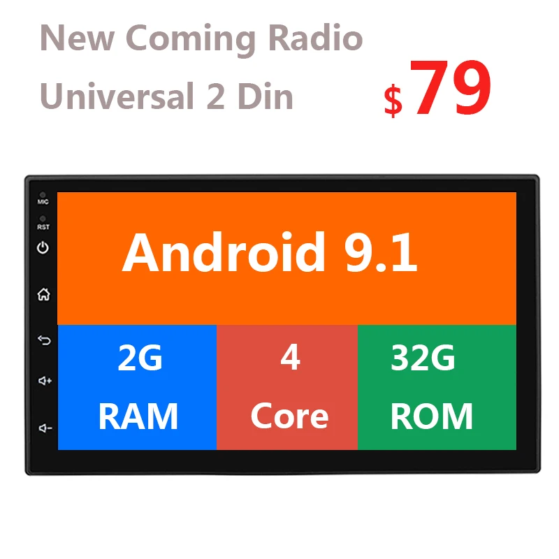 Android 9,1 2G+ 32G Автомобильный мультимедийный плеер gps Wifi 2 Din сенсорный экран Авто Радио Стерео 7 дюймов MP5 Bluetooth авторадио FM 47