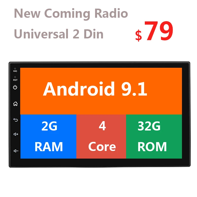 

Android 9.1 2G+32G Car Multimedia Player GPS Wifi 2 Din Touch Screen Auto Radio Stereo 7 Inch MP5 Bluetooth Autoradio FM 47