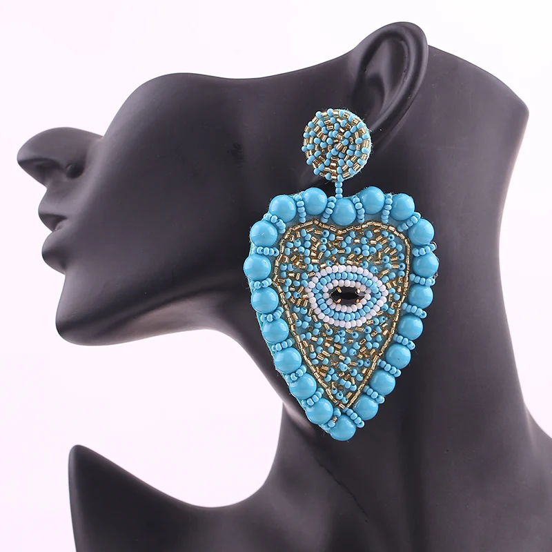 2019 New Design Big heart Dangle Earrings for women statement earrings Lt Blue women oorbellen