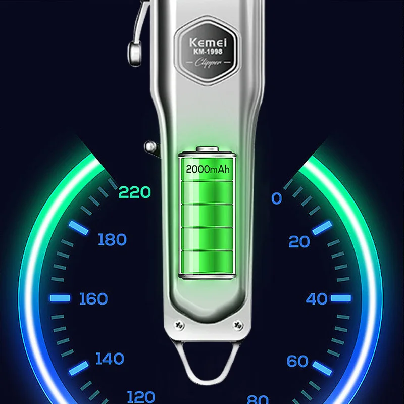 Kemei KM-1998 Professional Premium Hair Clipper Men Pro Version 2000mAh Battery Super Light Super Strong Super Quiet Barber Shop 2