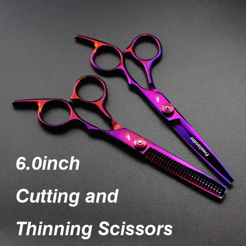 Новинка, Профессиональные парикмахерские ножницы, набор ножниц для стрижки волос, парикмахерские ножницы высокого качества, 6,0 дюймов, цвет черный - Цвет: 6inch Purple