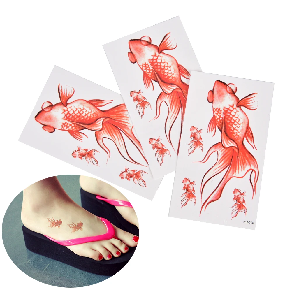 Водостойкая временная татуировка Золотая рыбка плавающая тату наклейки флэш