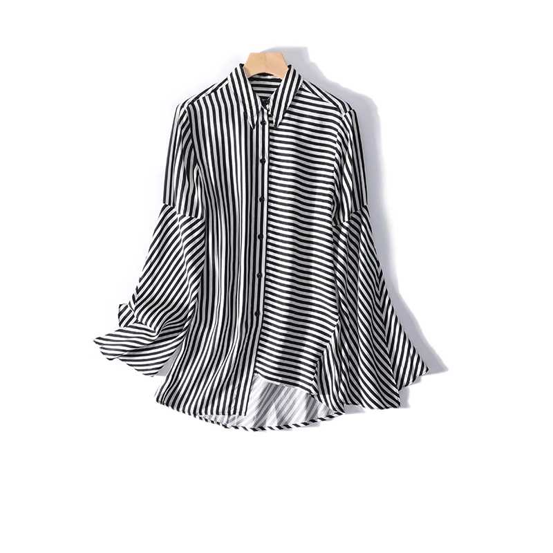 New trill with wind irregular stripes horn sleeve shirt long cardigan a8960