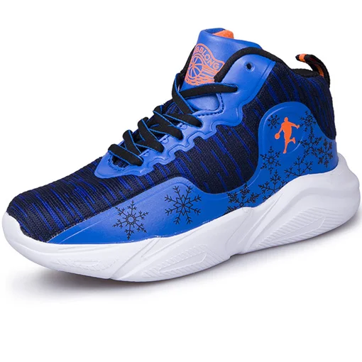 Boys Basket Blue Водонепроницаемые кожаные высококачественные мягкие детские кроссовки для мальчиков с эластичным низом Баскетбольная обувь детская спортивная обувь детская корзина для мальчиков - Цвет: Boys Basket Blue