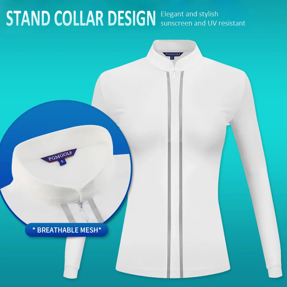 PGM golf apparel Женская футболка с длинными рукавами осенняя и зимняя теплая облегающая спортивная одежда со стоячим воротником Женская одежда для гольфа