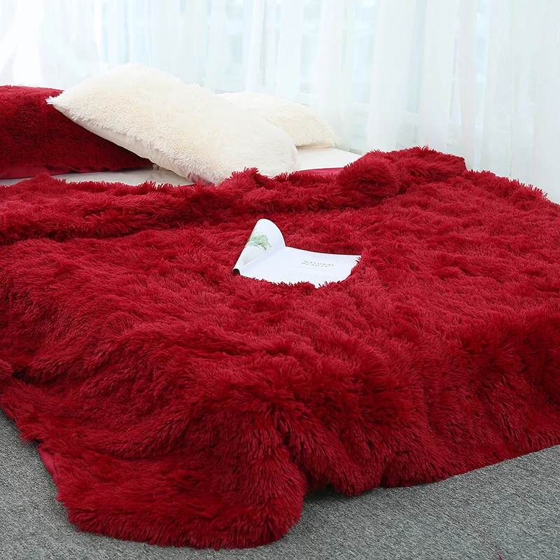 200x230 см длинное плюшевое спальное одеяло King Size мягкое теплое пушистое покрывало