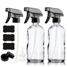 2pcs 500ml Clear Glass Spray Bottles 16oz Empty Refillable Mist Stream Trigger Sprayer Containers for Essential Oils Cleaning