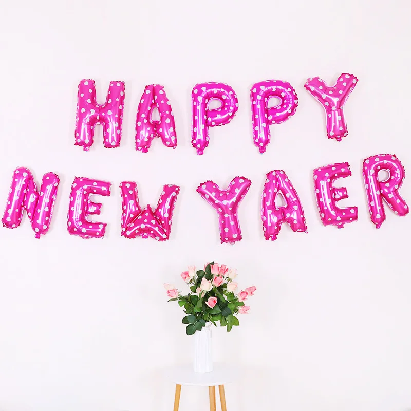 heart pink Воздушные шары из фольги с надписью «Happy new year», золотые, серебристые, голубые, розовые, новогодние украшения, navidad, новогодние, вечерние, с цифрами - Цвет: heart pink