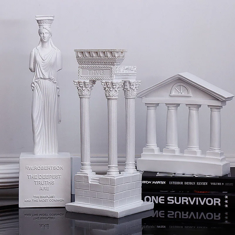 Greek Ancient Building Temple Model Roman Column Home Decoration European Ornament Plaster Sculpture Office Figurines | Дом и сад