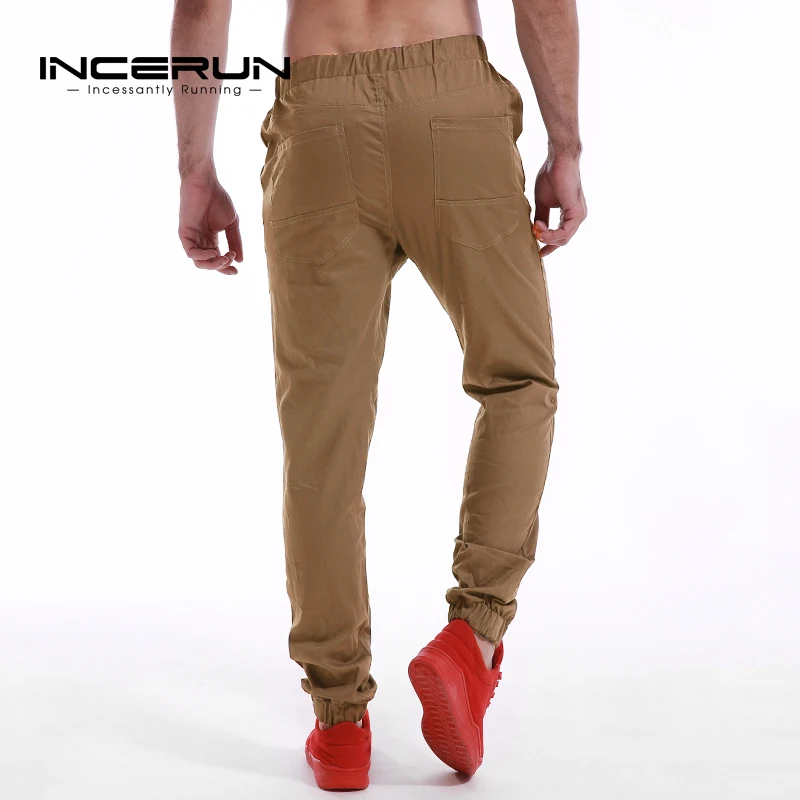 INCERUN повседневные штаны шаровары Slim Fit мужские длинные брюки с эластичной резинкой на талии простые Jogger спортивные брюки мужские модные большие размеры Осень
