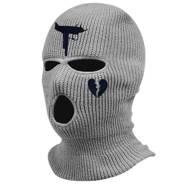 1Pc Embroidery Balaclava Face Mask Broken heart 3-Hole for Cold Weather Winter Ski Mask for Men and Women Thermal Cycling Mask beanie skully hat