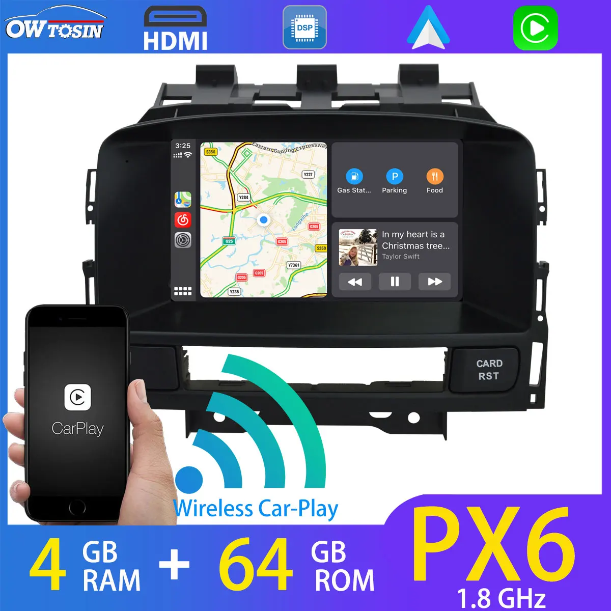 Автомобильный мультимедийный плеер PX6 4 Гб + 64 ГБ GPS-навигация Carplay Bluetooth 5 0 DSP Android